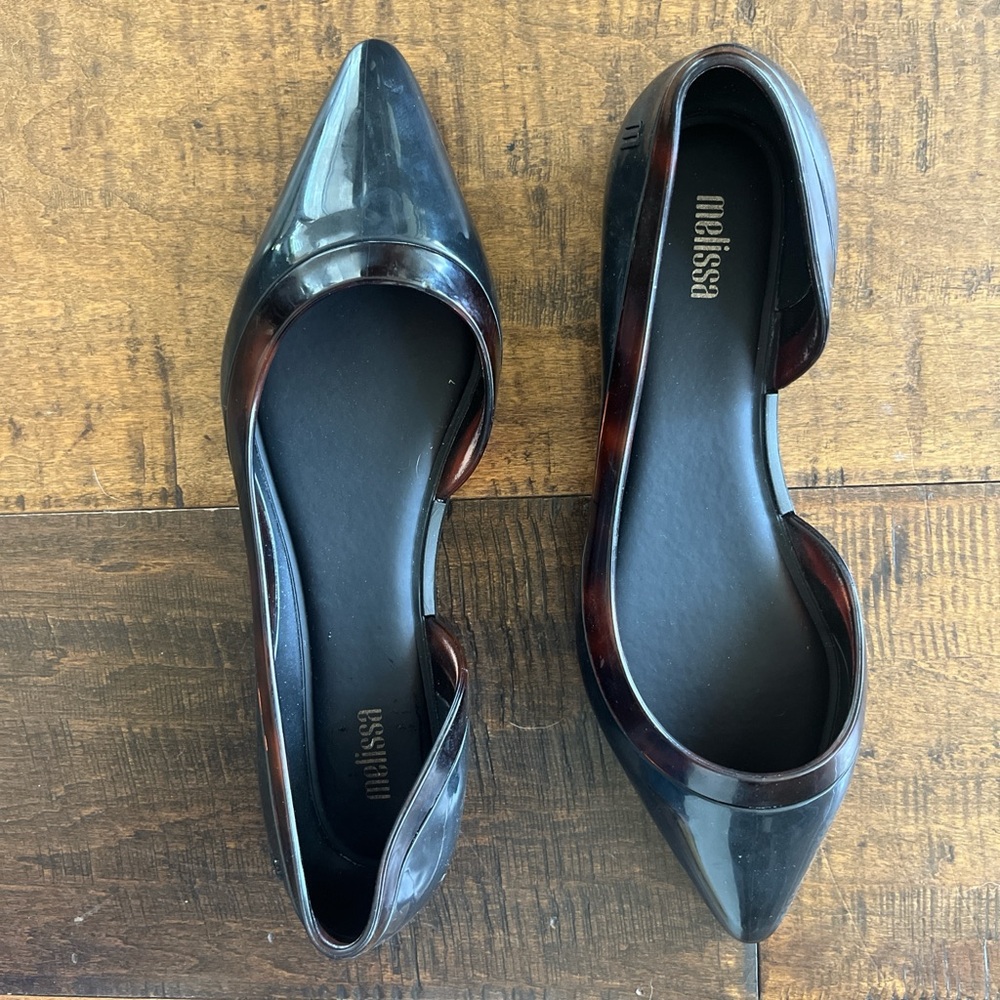 Melissa Cleo jelly pointed-toe D'Orsay ballet pointed toe flats sz 8